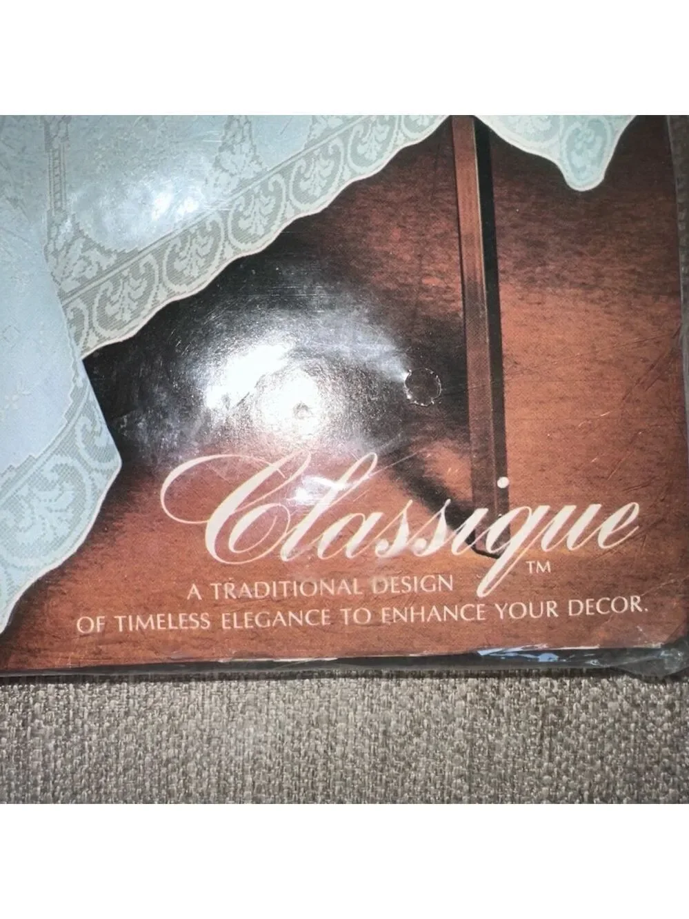 NOS Vintage Classique Caprice Virgin Vinyl Linelle Table Cloth 52X70 Made In USA